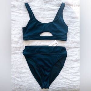 Black High Waisted Bikini - Sexy Cut Out Top - Spring Break Swimsuit NWT Medium